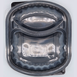 Barquette emporter avec couvercle 2 compartiments 24,3x20,8x7cm