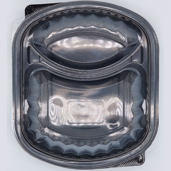 Barquette emporter avec couvercle 2 compartiments 24,3x20,8x7cm
